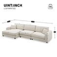 thumbnail image 3 of Harper & Bright Designs Oversized Corduroy Sectional Sofa with Chaise, L Shaped Couch with Cup Holder and USB Charging Port, Deep Seat Sofa 3 Seater for Living Room, Beige, 3 of 21