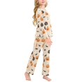 thumbnail image 6 of FORMRS Kids Pajama Set Fleece Long Sleeve Top Relaxed-Fit Pants Lounge Sleepwear, Sizes 3T-11Y, Beige Halloween Pumpkin, 6 of 7