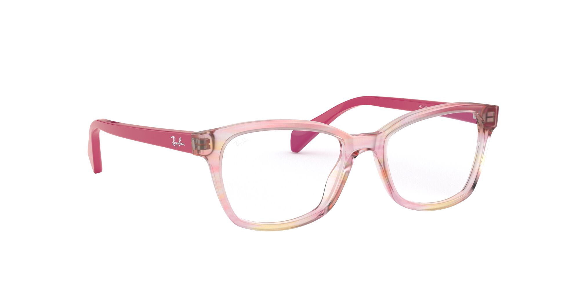 Ray-Ban Youth 0RY1591 Prescription Eyeglasses with Case, Size 46, Demo Lens/Fuxia Striped Multicolor