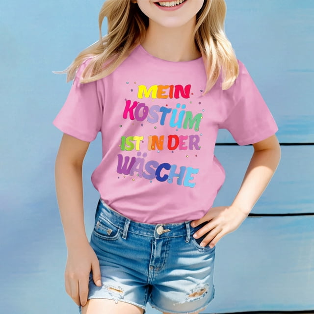 Vêtements pour Enfants Filles Mode Décontractée Imprimé Chemise à Manches Courtes pour Filles Col Rond Vêtements d'Été Filles Garçons Filles Cadeau Tenues pour Filles 3-4 Ans Vêtements d'Été