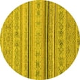 thumbnail image 1 of Ahgly Company Machine Washable Indoor Round Abstract Yellow Modern Area Rugs, 6' Round, 1 of 4