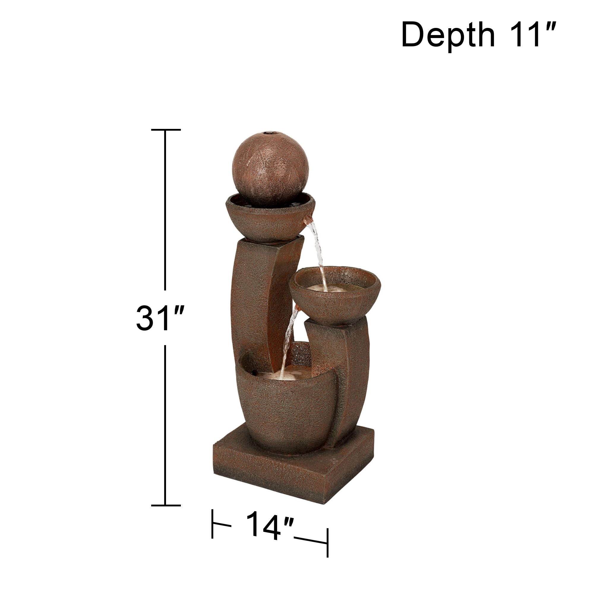 Curved Columns 31" High Large Modern Zen Indoor Outdoor Decor Faux Stone Floor Fountain with Light LED Outside