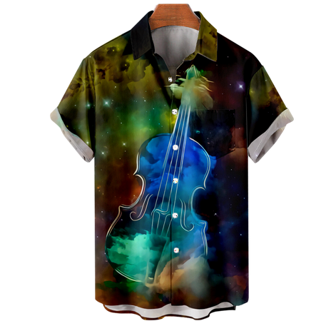 

MLFU Mens Kids Musical Casual Button Down Short Sleeve Polo Shirts Regular Fit Summer Blouses For Men