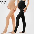 thumbnail image 2 of Lumosvexa Maternity Thermal Tights 2 Pack Over The Belly Stretchy Skinny Fit Winter Warm Soft Maternity Leggings Beige Free Size, 2 of 3
