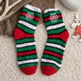 thumbnail image 2 of Fesfesfes Women's Socks Girls Christmas Cute Coloer Stripe Santa Claus Print Thicken Coral Fleece Keep Warm Socks Sox, 2 of 3