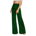 thumbnail image 2 of ClodeEU Women's High Waist Wide Leg Pants with Silver Thread,Elastic Waist Loose Casual Fashion Trousers Green,Womens Plus XXL, 2 of 8