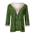 thumbnail image 4 of ZHUGeLI Women's Printed Pullover V-neck Lace T-shirt With 4/3 Sleeves And 3/4 Sleeves Top Up to 50% off, 4 of 4