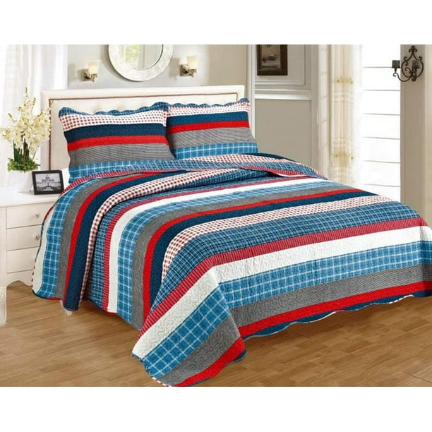 Marcielo 3 Piece 100 Cotton Quilt Set Bedspread Fl Printed Lightweight Bedspreads Summer Bed Coverlets Cover Prewashed Preshrunk For Man Woman Stripe Queen Blue Red Com - Lightweight Summer Bedding Set Marcielo 3 Piece 100 Cotton Quilt Set Bedspread Fl Printed Lightweight Bedspreads Summer Bed Coverlets Cover Prewashed Preshrunk For Man Woman Stripe Queen Blue Red Com - Lightweight Summer Bedding Set