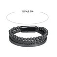 thumbnail image 3 of LEHOZIHEQ Leather Beads Bracelets for Men, Braided Leather Tiger Eye Lava Rock Stone Bracelets for Men with Stainless Steel Magnetic Clasp, Mens Leather Beaded Bracelets Jewelry Anxiety Stress Relief, 3 of 3
