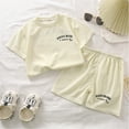 thumbnail image 2 of Darzheoy Children Outfits Short Sleeve Round Neck T- Shirt Solid Color Elastic Waist Shorts Summer Casual Sets ,Size 8 Months-7 Years, 2 of 3