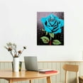 thumbnail image 2 of ARISTURING  Teal Rose Canvas Wall Art Turquoise Blue Flower Prints Contemporary Black and White Pictures for Bathroom Wall Decor, 2 of 4