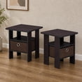 thumbnail image 2 of Furinno Andrey Set of 2 Side Table, Black 2-Tier End Table, Open Shelf & Storage Bin Night Stand, Bedside Table for Living Room, Bedroom, Home Office, Dark Mocha, 2 of 5