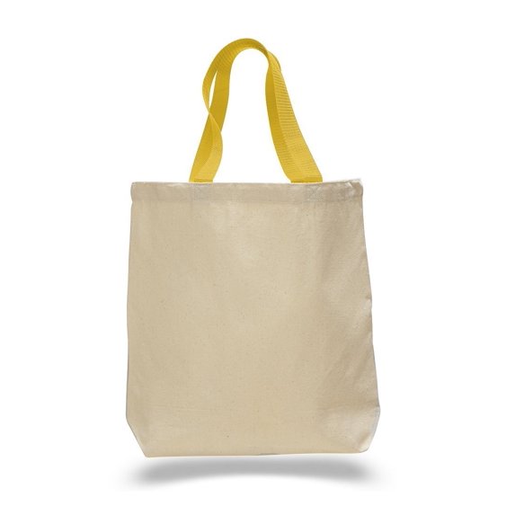 Promotional Priced Canvas Tote Bag W/Color Handles Art Craft Blank Tote (Set of 6)