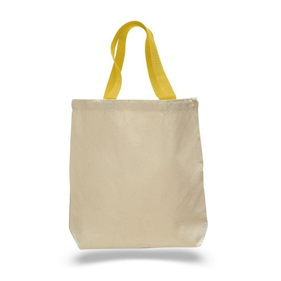 Promotional Priced Canvas Tote Bag W/Color Handles Art Craft Blank Tote (Set of 6)