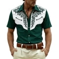thumbnail image 2 of HOWPAY Button down Shirts for Men Short Sleeve Summer Western Cowboy Print Beach Vacation Tee Regular Fit Casual Lightweight Clothes Dark Green M, 2 of 4