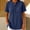 Navy, variant on Women's Short Sleeve Denim Shirt Tunic Top with Stand Collar and Button Front