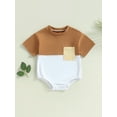 thumbnail image 2 of Bagilaanoe Newborn Baby Girl Boy Rompers Contrast Color Short Sleeve Bodysuits 3M 6M 12M 18M 24M Infant Casual One Piece Short Jumpsuit, 2 of 8