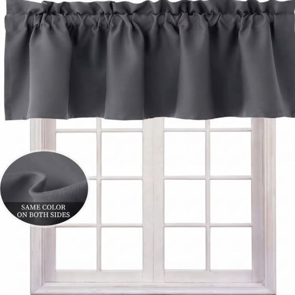 Valance Curtains for Kitchen Window Valances for Living Room/Basement Window Curtains Bathroom Thermal Insulated Short Rod Pocket Curtain Panels,Dark Grey,54 x 18 Inches,1 Panel