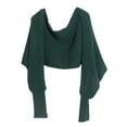 thumbnail image 3 of Ediodpoh Fashion Winter Warm Solid Color Knitted Wrap Scarf Crochet Thick Shawl Cape with Sleeves for Women Green, 3 of 8