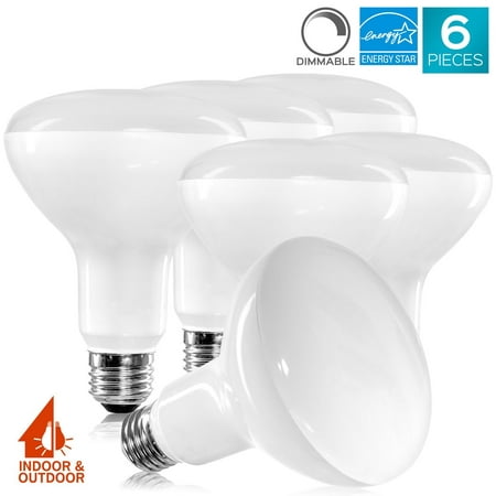 6-Pack BR30 LED Bulb, Luxrite, 65W Equivalent, 2700K Warm White, Dimmable, 650 Lumens, LED Flood Light Bulbs, 9W, ENERGY STAR, E26 Medium Base, Damp Rated, Indoor/Outdoor - Living Room and