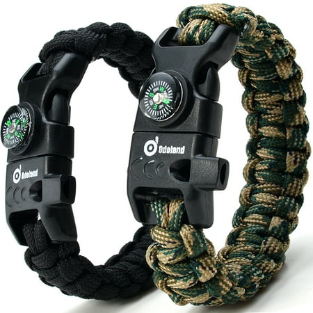 odoland compass paracord whistle cord starter peak survival emergency knife bracelet gear fire kit series