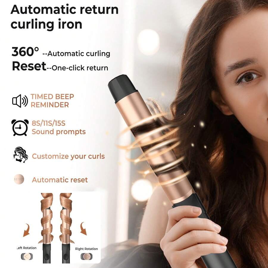 Rotating Curling Iron,Professional Auto Curling Iron,5 Temperature 1 1/4 In Automatic Curling Iron,Hair Styling Tools Travel Curling Iron,For Versatile Styling Halloween Christmas Gifts