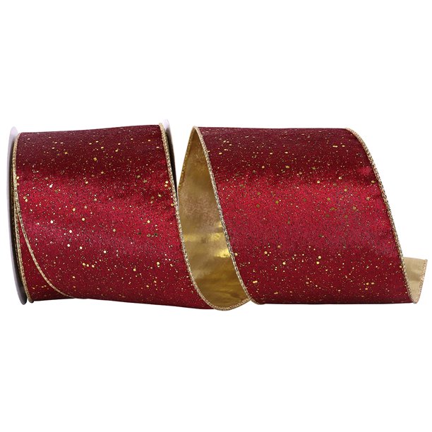 The Ribbon Roll T93484W09610F, Velvet Plush Glitter Lame Metallic