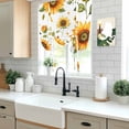 thumbnail image 6 of Spring Floral Tie Up Curtain 63 Inches Long, Watercolor Sunflower Balloon Style Kitchen Window Curtain Over Sink, Small Window Rod Pocket Curtain 52"x63", 6 of 9
