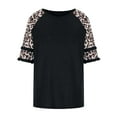 thumbnail image 4 of Cyber&Monday Deals USSUMA Leopard Print T-Shirts for Women Trendy Color Block Basic Women's Shirts and Blouses 3/4 Sleeve Women Tops Dressy Casual Summer Round Neck Plus Tunics Beach, 4 of 8