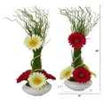 thumbnail image 2 of Nearly Natural 18in. Gerber Daisy and Grass Artificial Arrangement in White Vase (Set of 2), 2 of 2