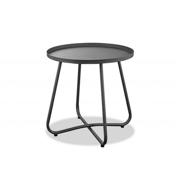 Gray Aluminum Indoor & Outdoor Round End Table