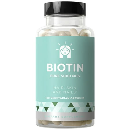 BIOTIN 5000 mcg - Healthier Hair Growth, Stronger Nails, Glowing Skin - 120 Vegetarian Soft (Best Medicine For Glowing Skin)