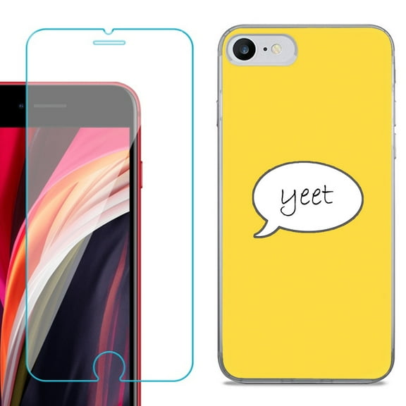 Slim-Fit Fashion Gel Phone Case for iPhone SE 2022, with Tempered Glass Screen Protector, by OneToughShield ® - Yeet