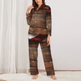 thumbnail image 2 of Pofeuu Rustic American Flag Wood Print Womens Pajamas Set Long Sleeve Sleepwear Button Down Nightwear Soft Pj Lounge Sets Button Down Pajamas Women-XX-Large, 2 of 7