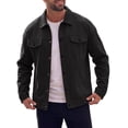 thumbnail image 5 of Men's Casual Lapel Button Long Sleeves Trucker Jacket for Everyday Wear M Black, 5 of 6