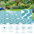 thumbnail image 6 of EastVita 9 x 12 ft Plastic Light Blue White Rectangular Beach Front Porches Patio Picnic RV Camping Garage Flower Moroccan Area Rug, 6 of 8