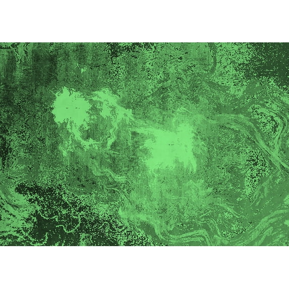 Ahgly Company Indoor Rectangle Oriental Emerald Green Industrial Area Rugs, 6' x 9'