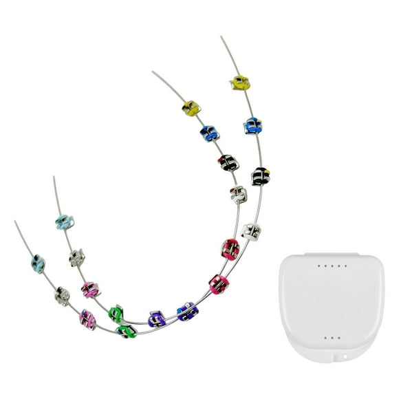 2 piezas Decoración del diente temporal Soporte de metal de bracero Ortodoncista de la cadena Vistoso