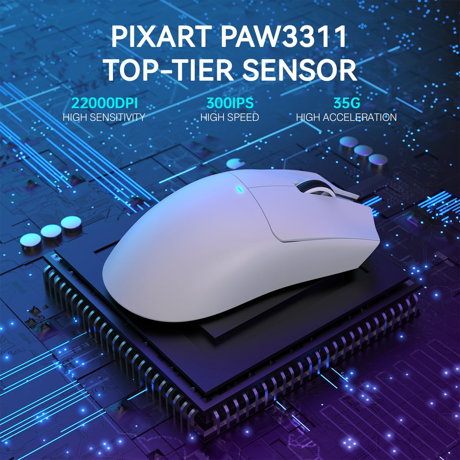 ATTACK SHARK X11 Wireless Gaming Mouse with RGB Charging Dock, Tri-Mode 2.4G/USB-C Wired/Bluetooth, 22000 DPI, PAW3311 Sensor, 5 Programmable Buttons, PC/Mac Compatible, White
