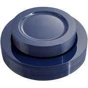 60PCS Blue Plastic Plates - Heavy Duty Blue Plates Disposable (10.25" & 7.5") - serve for 30guest Birthday Party/Wedding/Presidents' Day/Memorial Day/Hanukkah