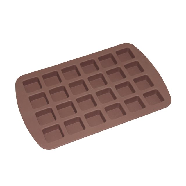 Molde de silicona para cubos de brownie de tamaño mordido, 24 cavidades, utilizado para hacer bandejas de silicona para bloques de hielo para dulces, trufas de chocolate y moldes para bloque