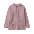 thumbnail image 4 of NTACZA Women's Sweatshirt Hoodies Cozy Half Zip with Pockets Drawstring Long Sleeve Daily Outfits Pink L, 4 of 9