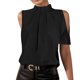 thumbnail image 1 of Gibobby Blusa de Trabajo de Manga Corta Camisa casual manga corta con cuello levantado color sólido para mujer(Negro,CH), 1 of 5
