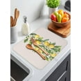 thumbnail image 5 of Kitchen Drying Mat for Counter Watercolor Lemon Green Leaves on Linen Absorbent Dish Mats Foldable Microfiber Drainer Pad Summer Fruit Plate Holder Mat for Countertop Sink Decor, 5 of 6