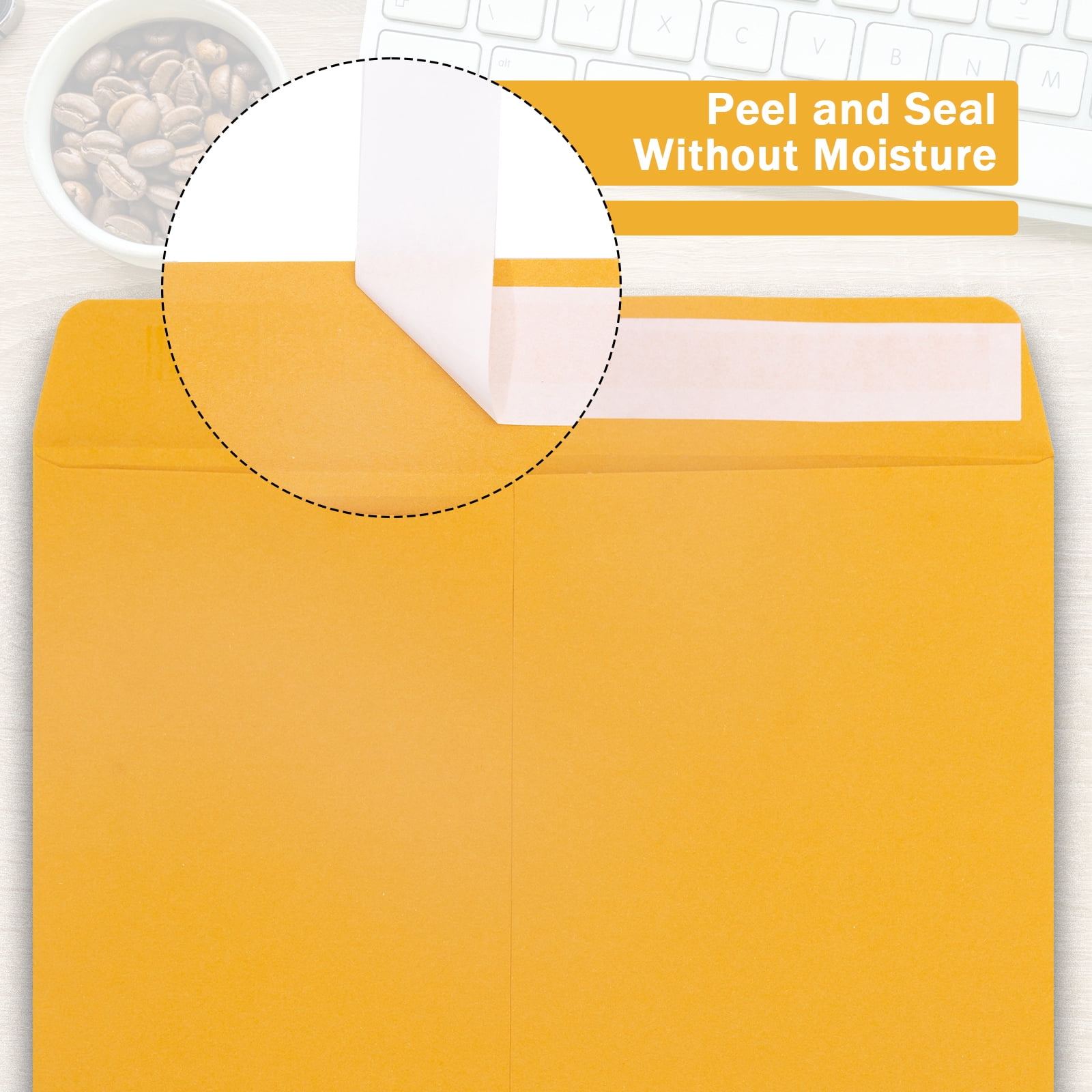 10x13 Catalog Envelopes Self Seal 100 Pack, Goefun 100GSM Paper Yellow Brown Large Envelopes, Manilla Envelopes with Peel and Seal Flap for Mailing, Organizing and Storage