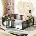 thumbnail image 4 of DreamBuck Full Montessori Floor Bed with Safety Fence and Door, Metal Floor Bed Frame, Minimalist Versatile Floor Bed for Boys, Girls, Full Bed Frame for room, Playroom, 4 of 7