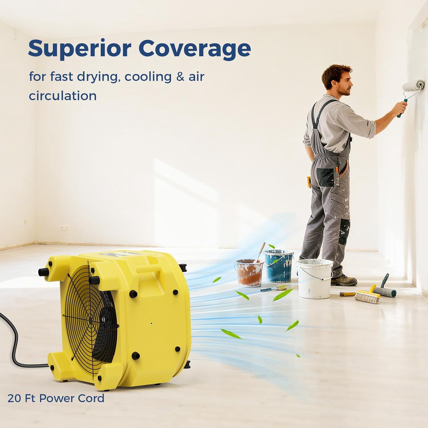 ALORAIR 3000 CFM Axial Air Mover Floor Dryer, Industrial High Velocity Carpet Dryer/Floor Fan/Blower, Stackable, Daisy Chain, for Water Damage Restoration, 10 Years Guarantee, Zeus Extreme