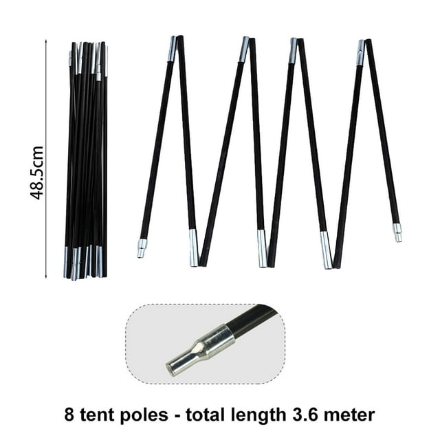 Perche de Tente en Fibre de Verre 10,5-12,8 Pi Remplacement de Tente Réparation pour Tente de Randonnée Camping 3,6 m