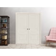 thumbnail image 3 of Sliding French Double Pocket Doors 48 x 96 inches / Mela 7001 Painted Creamy / Kit Rail Hardware / MDF Interior Bedroom Modern Doors, 3 of 5
