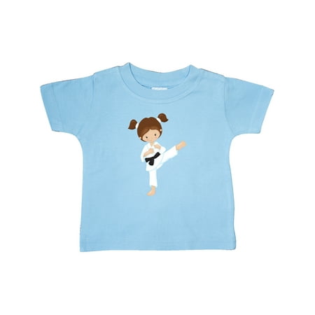 

Inktastic Cute Girl Brown Hair Karate Pose Black Belt Gift Baby Girl T-Shirt